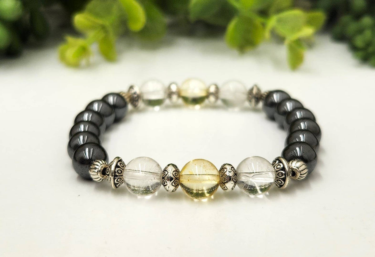 EMPATH PROTECTION-Citrine/Clear Quratz/Hematite Bracelet