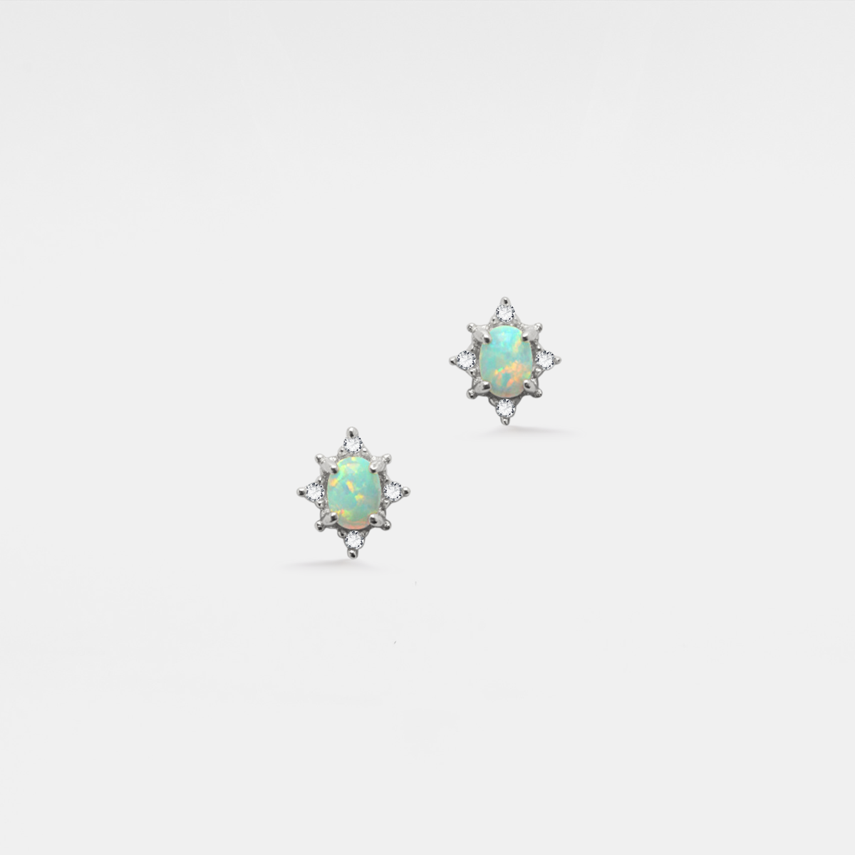 Tiny Vintage Opal Star Stud Earrings in 925 Sterling Silver: Gold