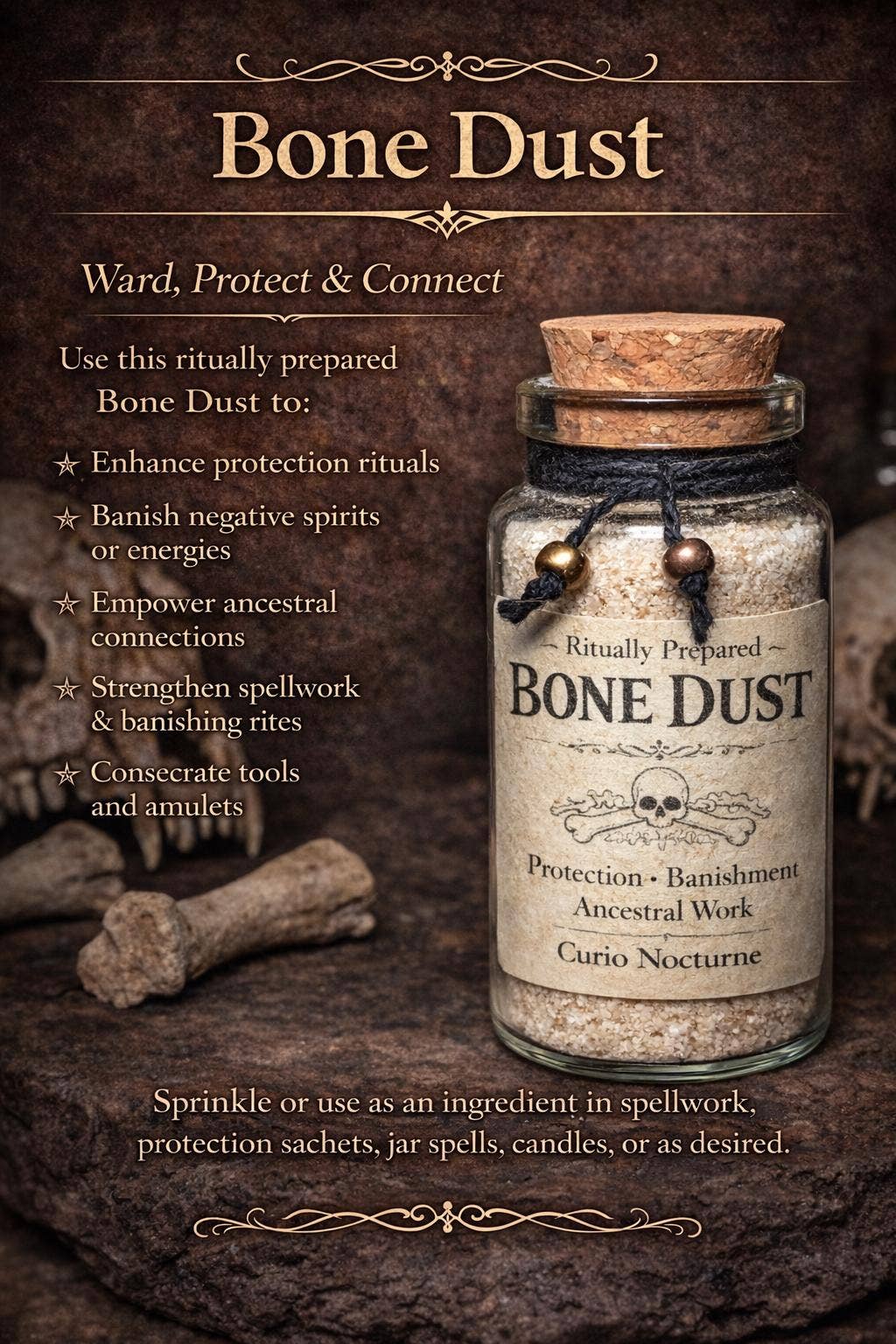Ritually Prepared Ethically Sourced Bone Dust for: Bottle