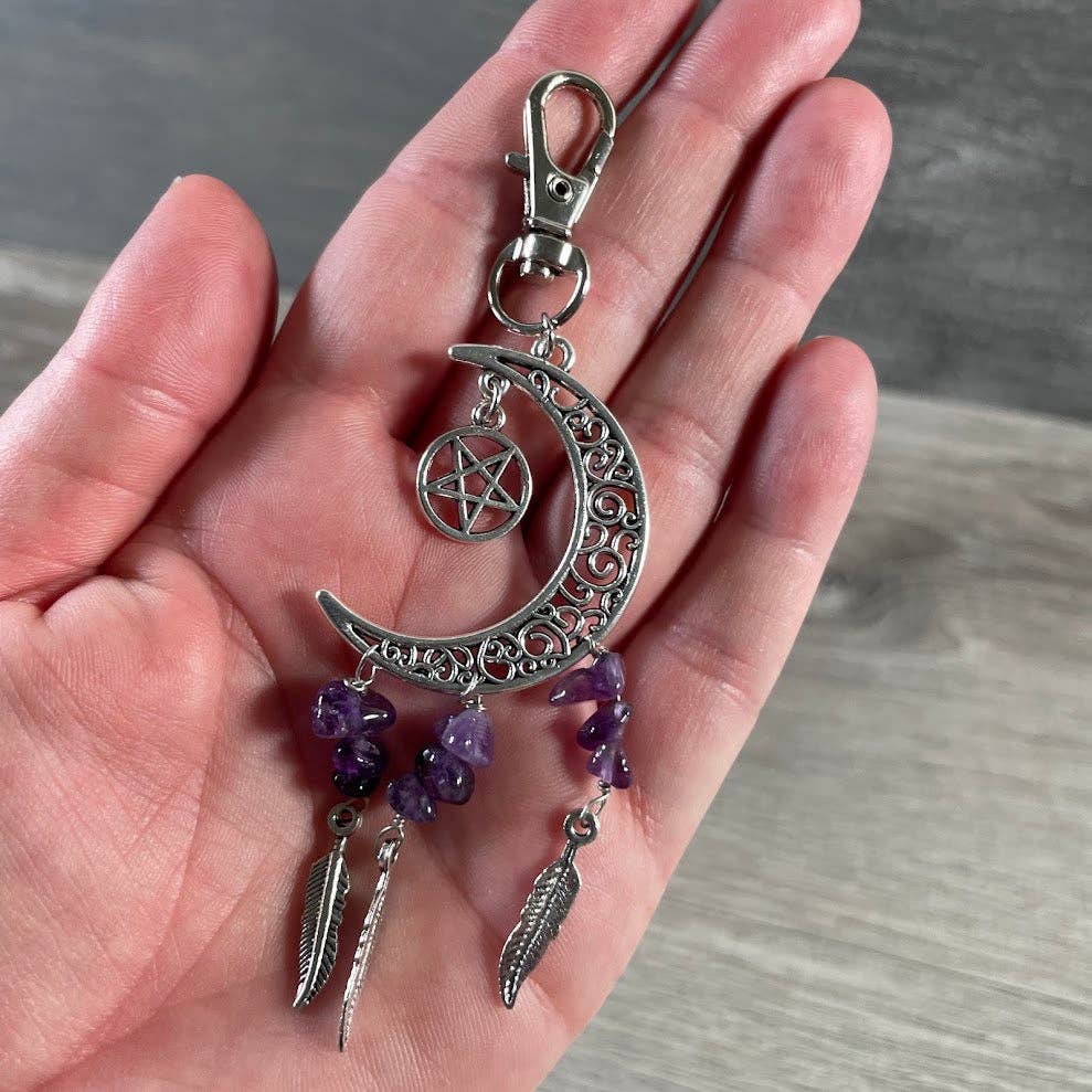 Crescent Moon Dream Catcher Bag Charm