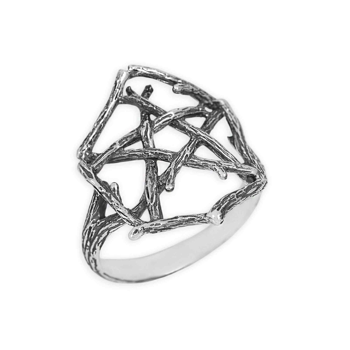 Sterling Silver Pentagram Branch Ring: 7