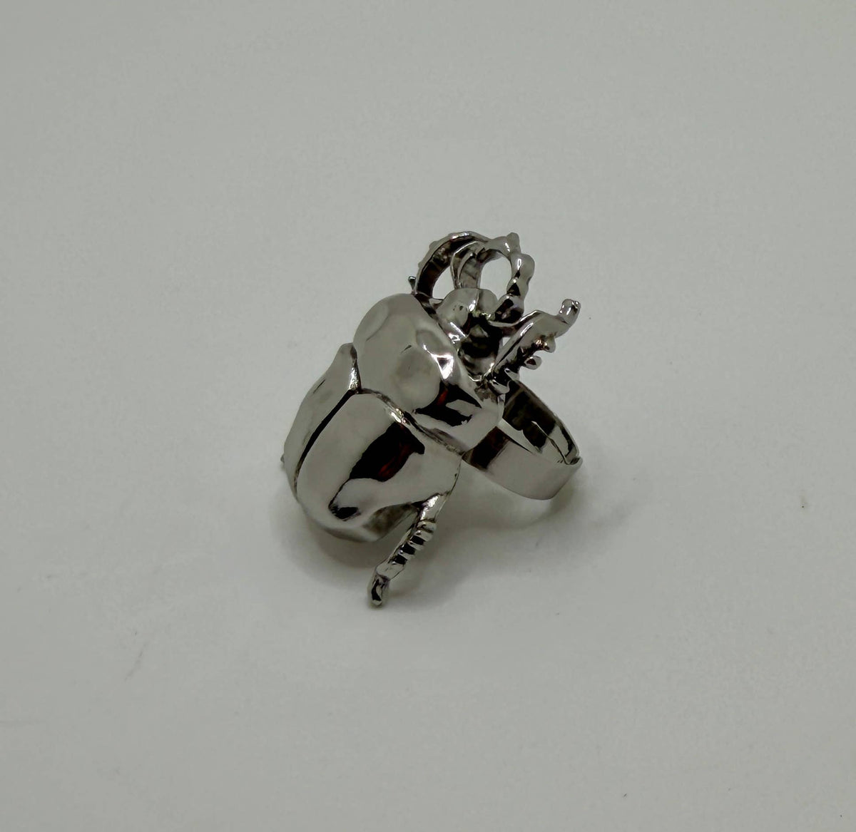 Silver Scarab Beetle Adjustable Ring – Gothic Insect Jewelry