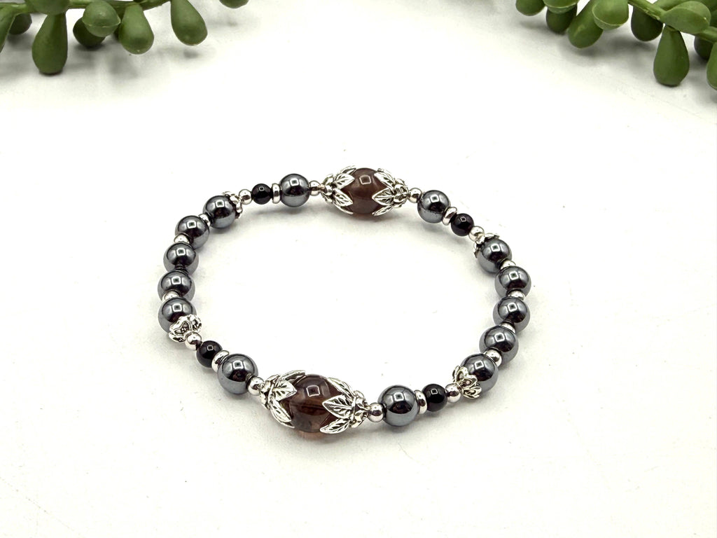 STAY GROUNDED - Smoky Quartz, Hematite, Black Onyx Bracelet