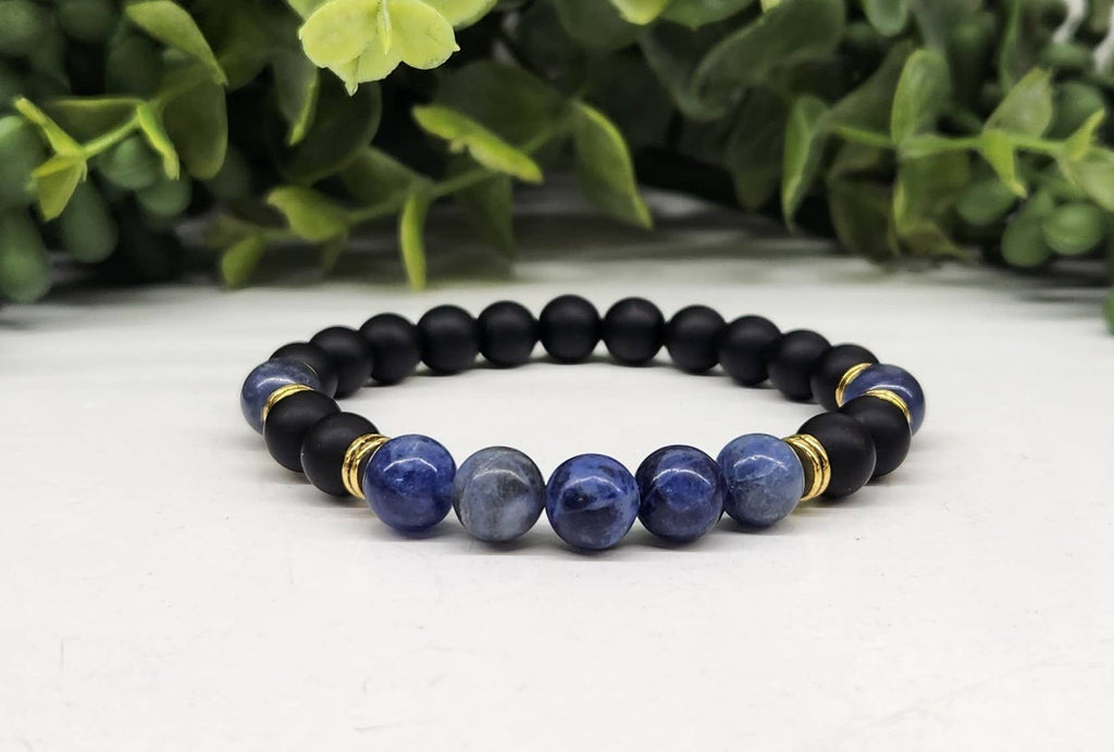 SPEAK YOUR TRUTH- Sodalite/Matte Black Obsidian Bracelet 8MM