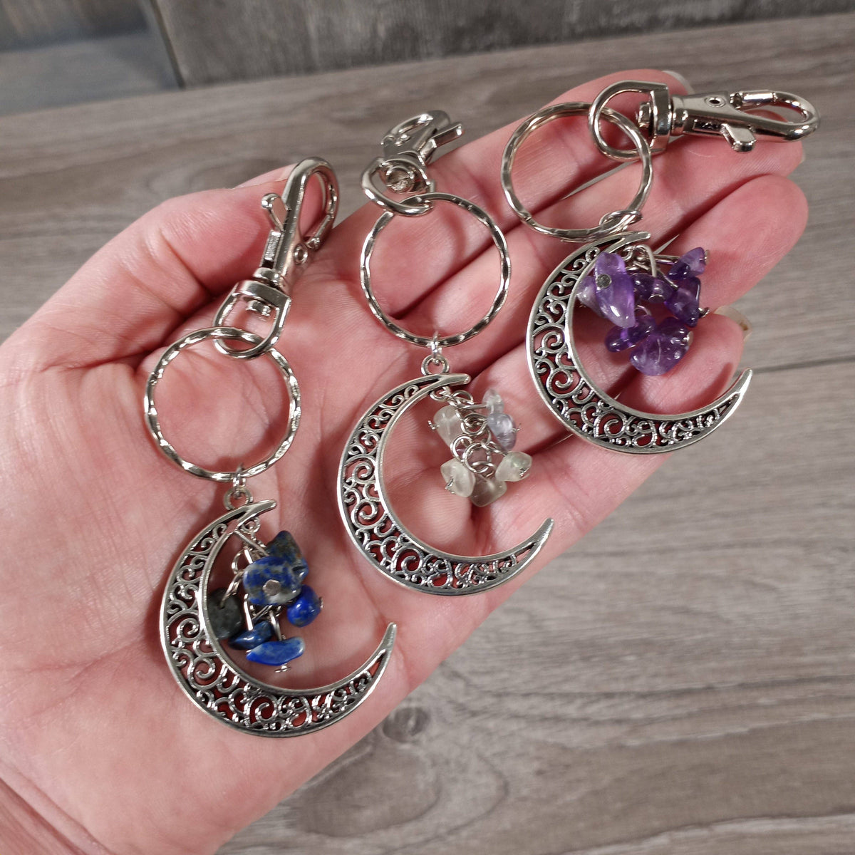 Gemstone Moon Keychain/Bag Charm