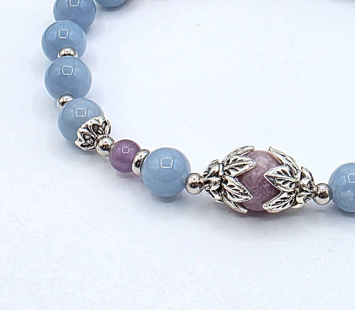 SLEEP WELL - Lepidolite/Angelite/Amethyst Intention Bracelet