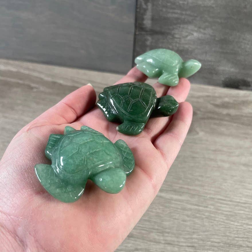Green Aventurine Sea Turtle Stone Carving –