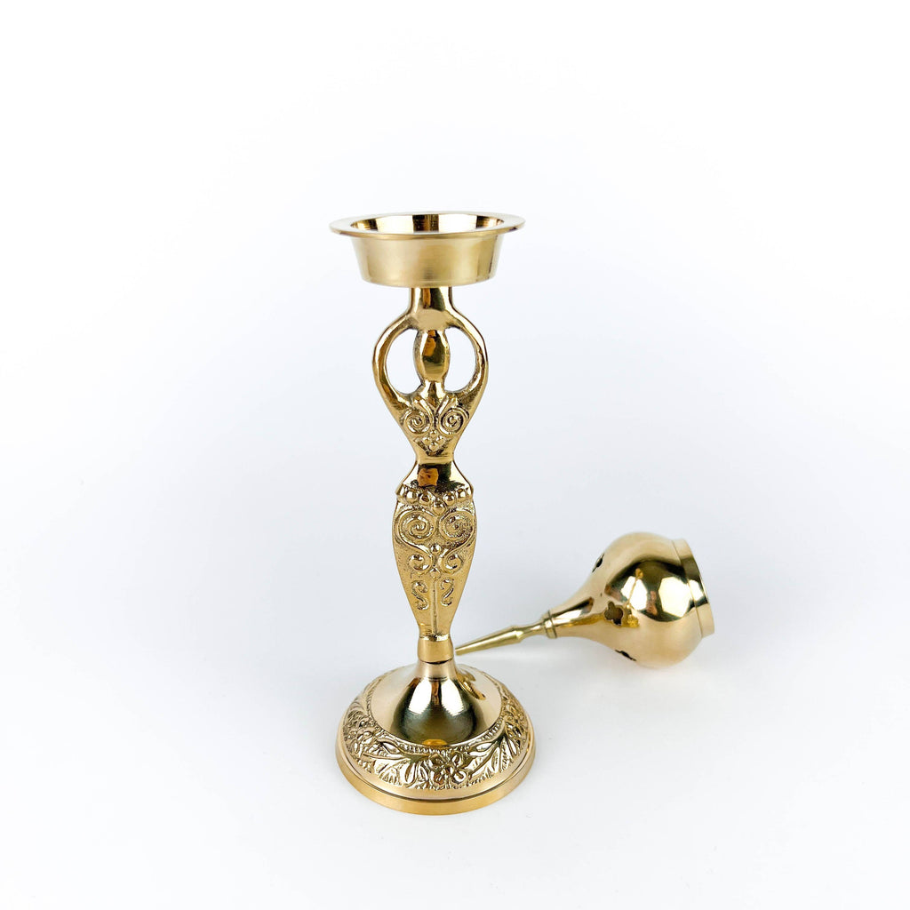 Goddess Brass Cone Burner 9"H