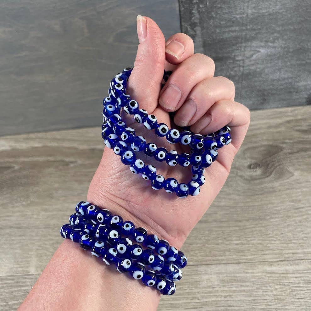 Evil Eye & hematite Beaded Bracelet
