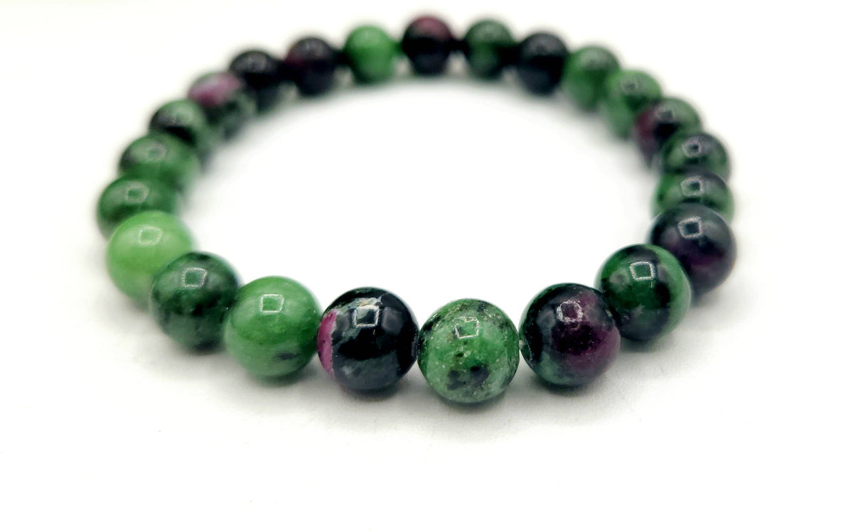 Ruby Zoisite 8mm Stretchable Gemstone Bracelet-7.5"Long