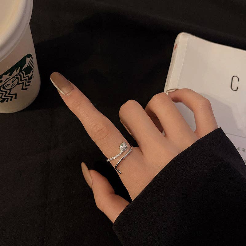 Vintage Snake Stacking Bypass Ring in 925 Sterling Silver: Silver