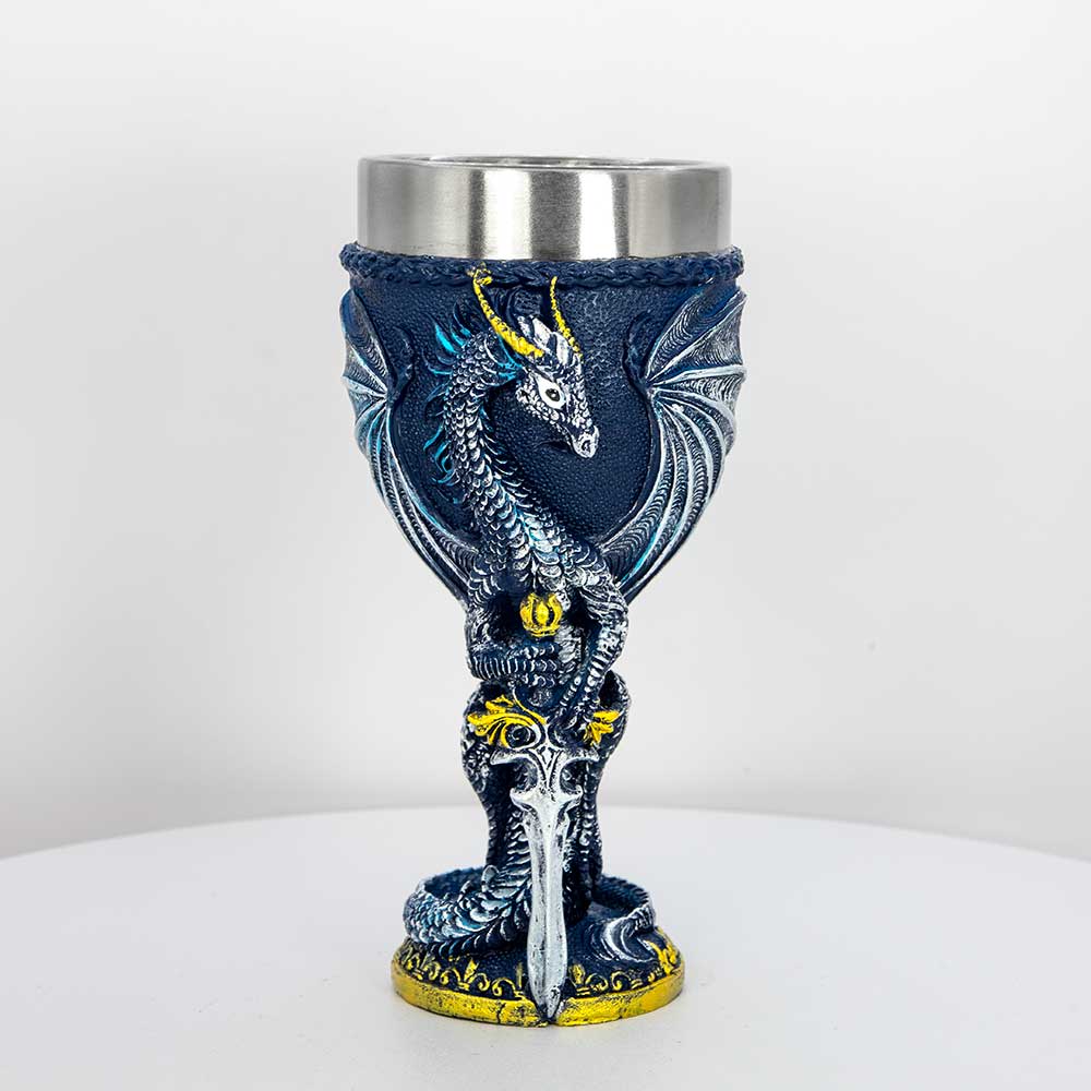 Stainless Steel Chalice - Medieval Dragon w/ Sword (Each): Medieval Dragon