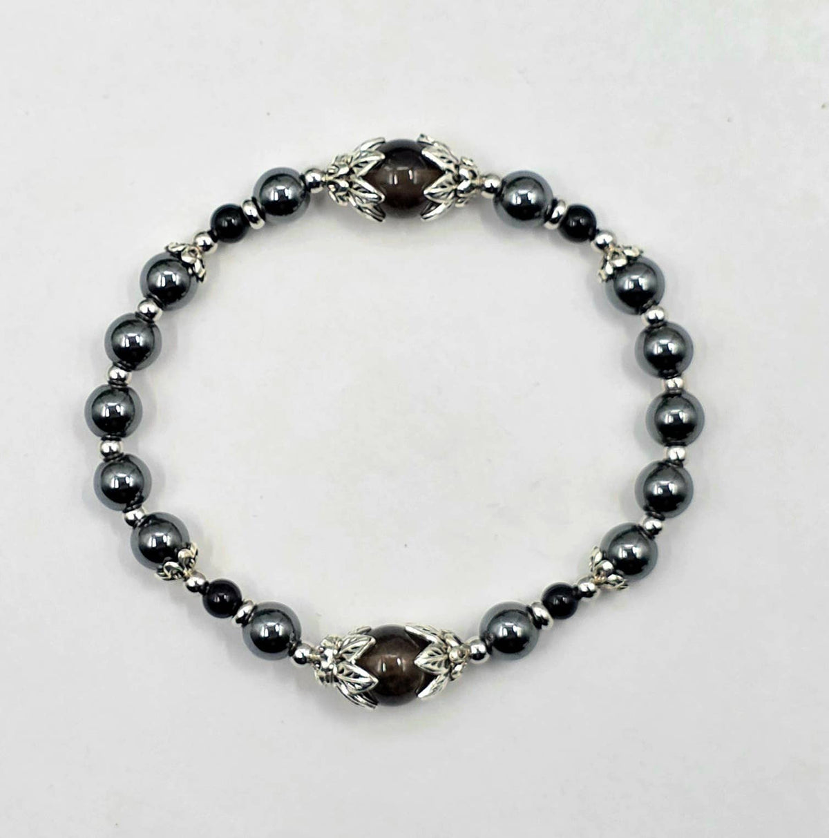 STAY GROUNDED - Smoky Quartz, Hematite, Black Onyx Bracelet