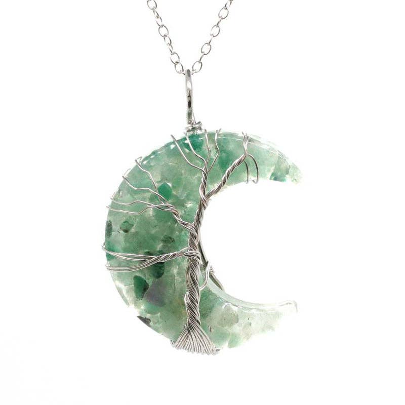 Moon Pendant Necklace: Turquoise