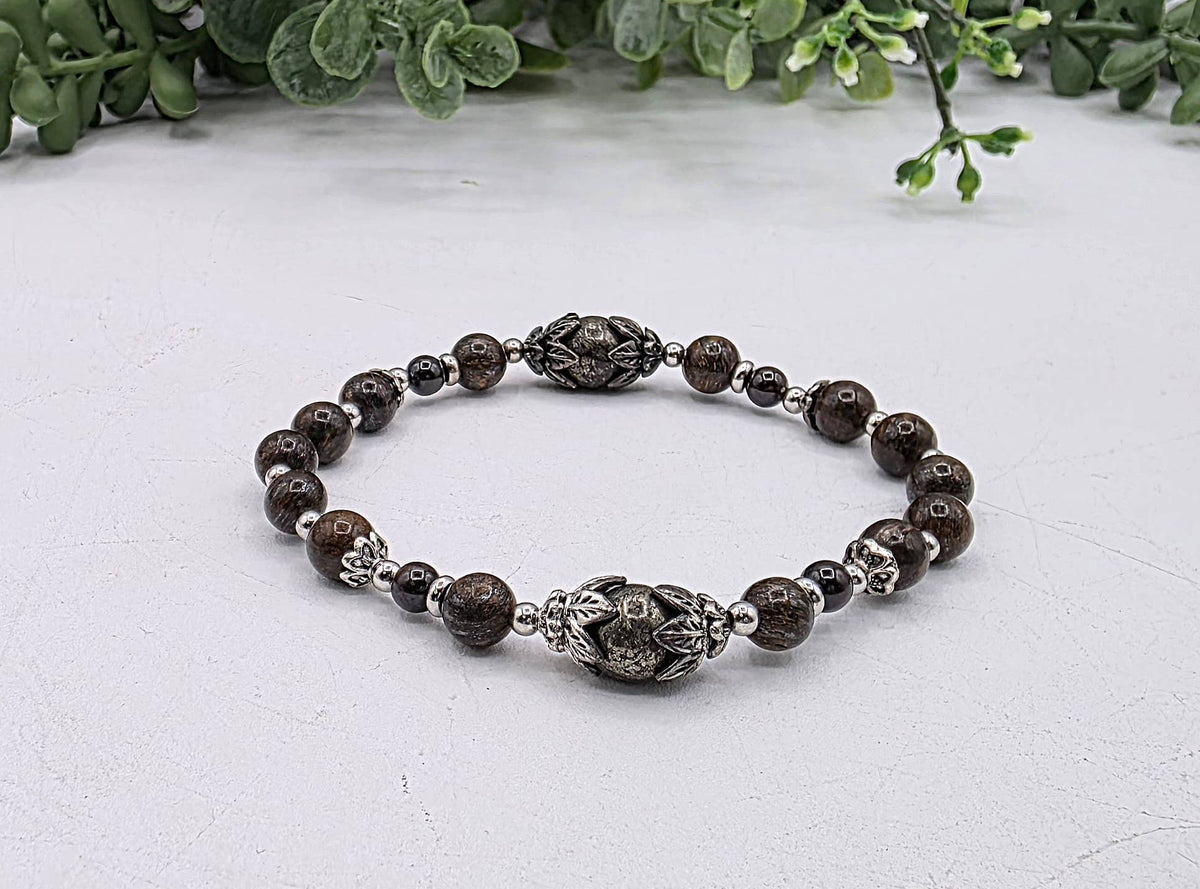 STAY IN MY POWER - Pyrite, Bronzite, Garnet  Bracelet