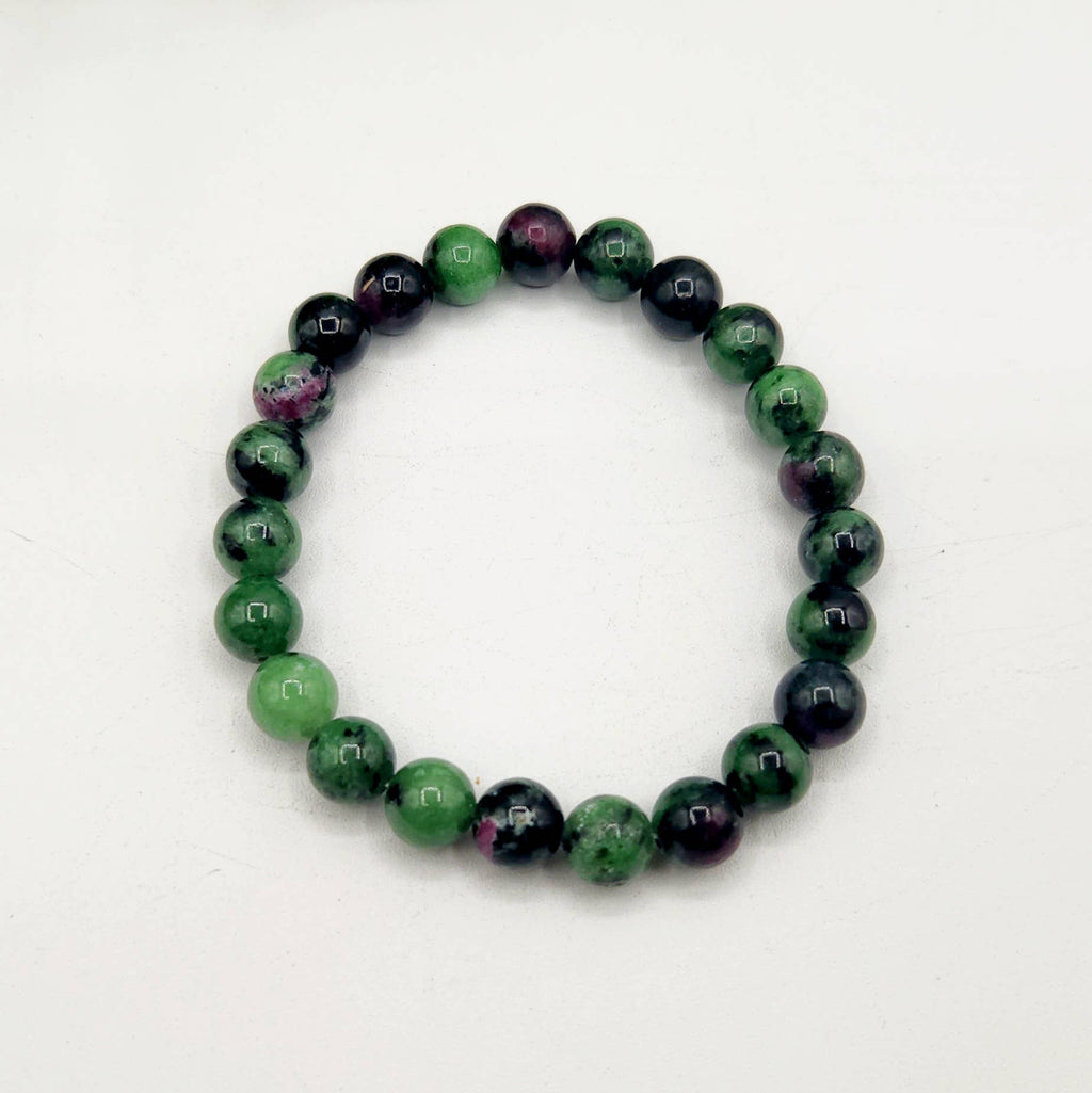 Ruby Zoisite 8mm Stretchable Gemstone Bracelet-7.5"Long