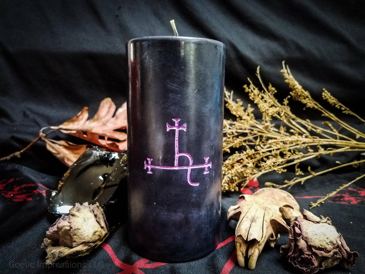 Lilith Sigil Pillar Candle: Red Candle, Black Sigil