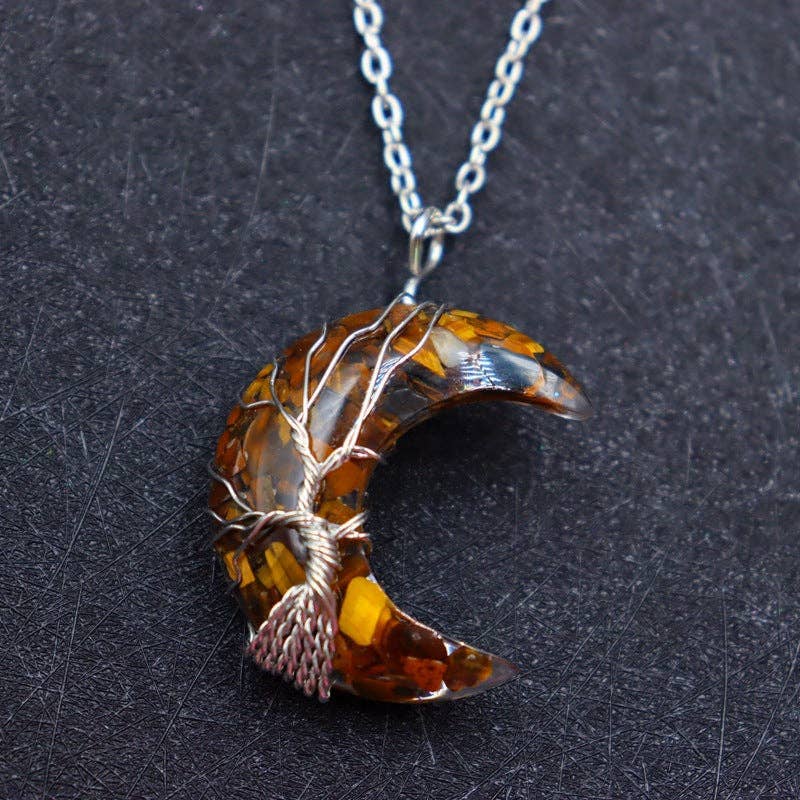 Moon Pendant Necklace: Turquoise