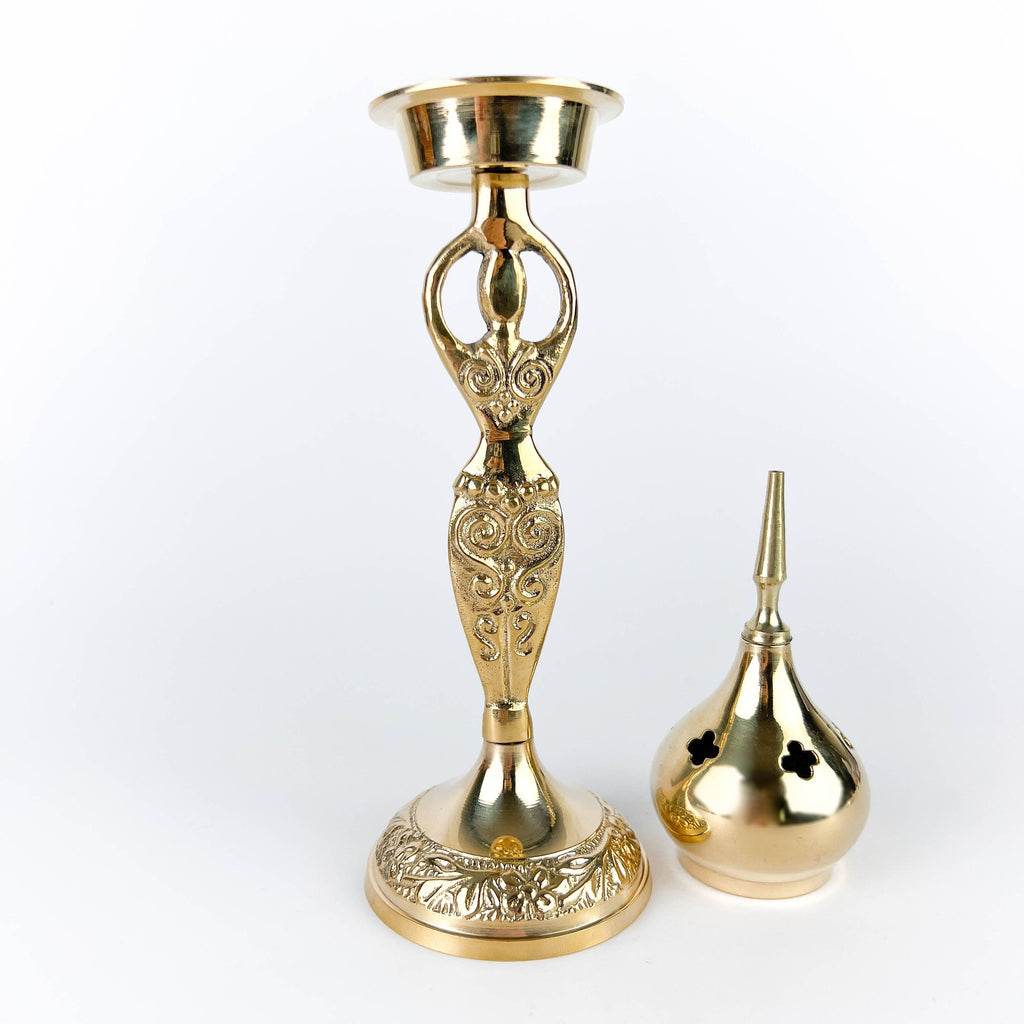 Goddess Brass Cone Burner 9"H