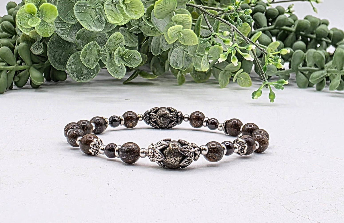 STAY IN MY POWER - Pyrite, Bronzite, Garnet  Bracelet