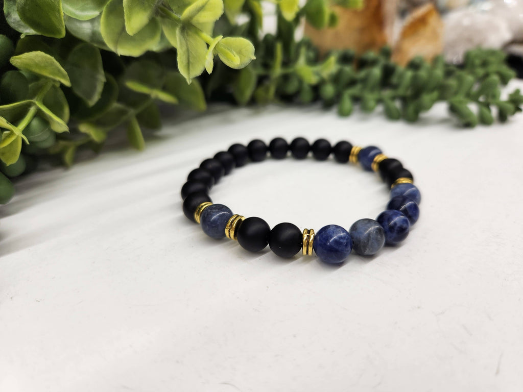 SPEAK YOUR TRUTH- Sodalite/Matte Black Obsidian Bracelet 8MM