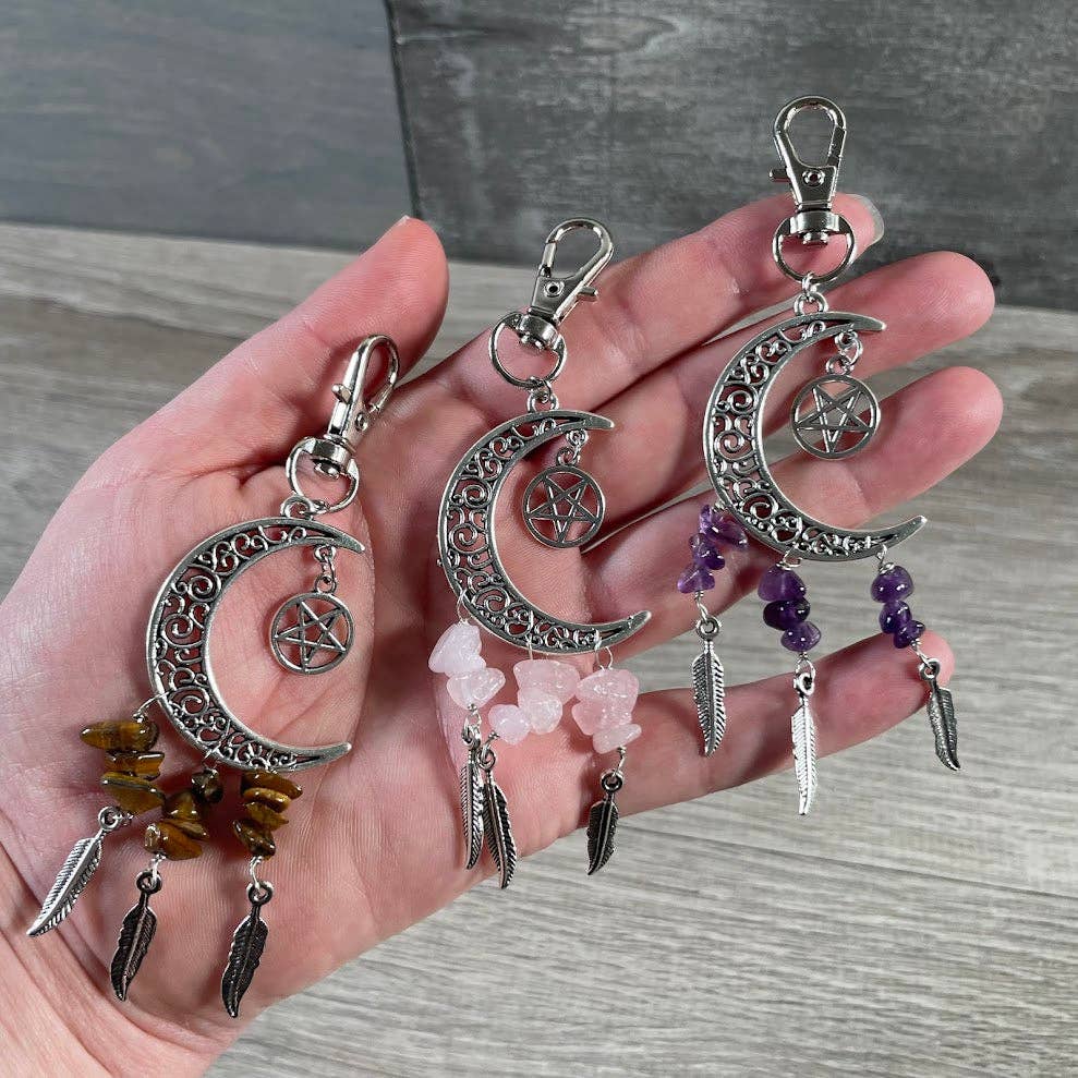 Crescent Moon Dream Catcher Bag Charm