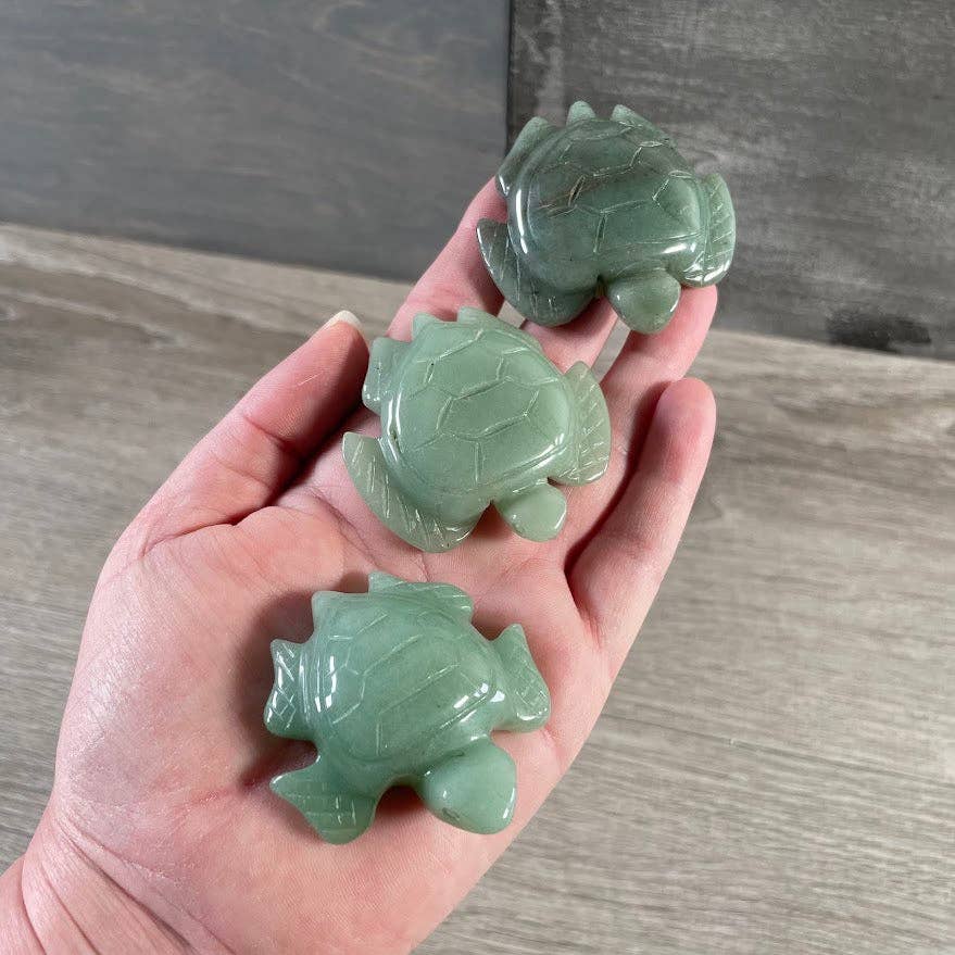 Green Aventurine Sea Turtle Stone Carving –