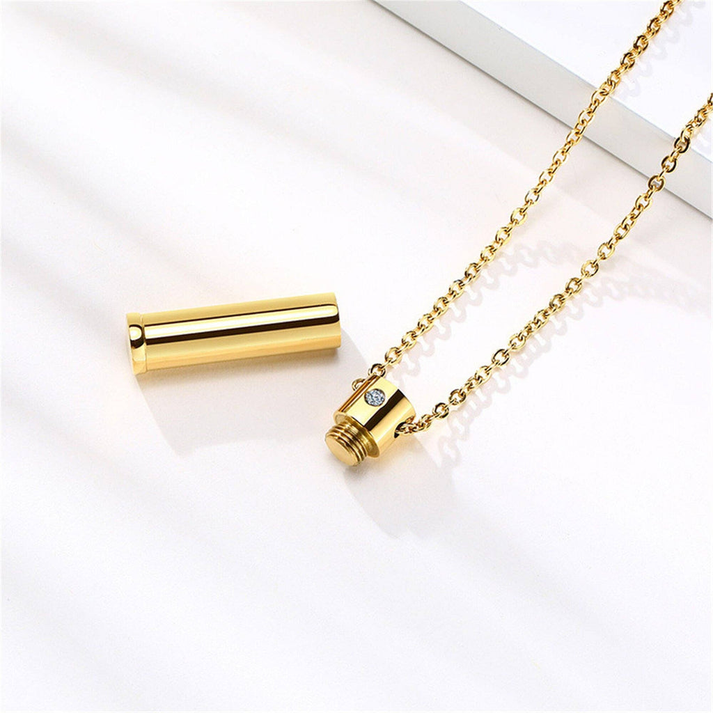 Human Ashes Urn Pendant Necklace in Stainless Steel: Black / No Engrave