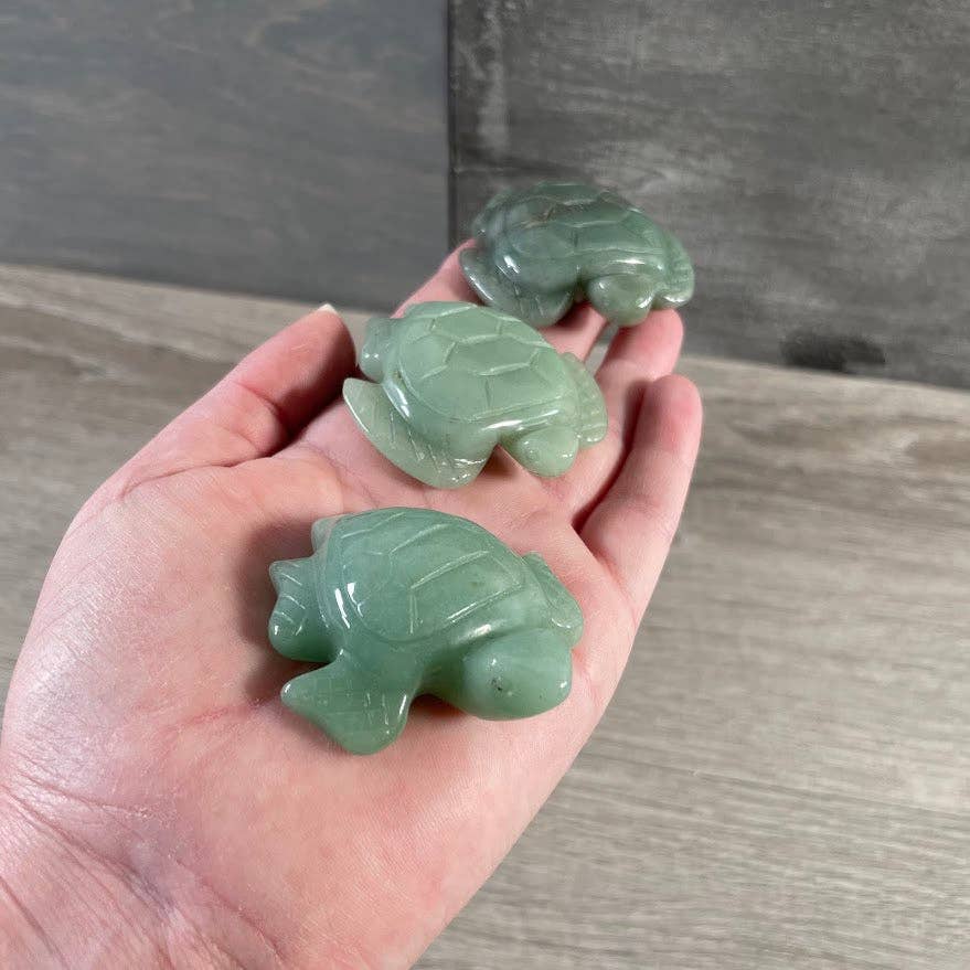 Green Aventurine Sea Turtle Stone Carving –
