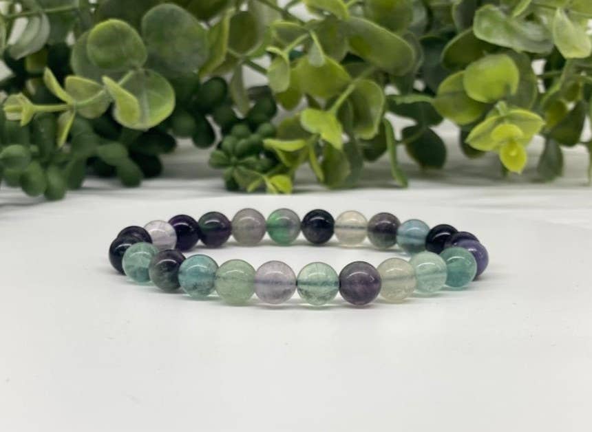 Rainbow Fluorite Stretchable Bracelet 8mm