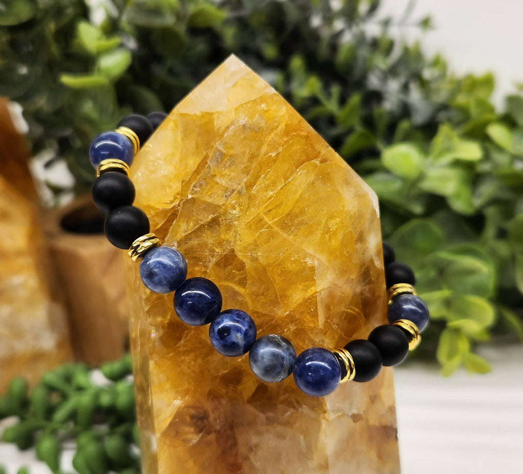 SPEAK YOUR TRUTH- Sodalite/Matte Black Obsidian Bracelet 8MM