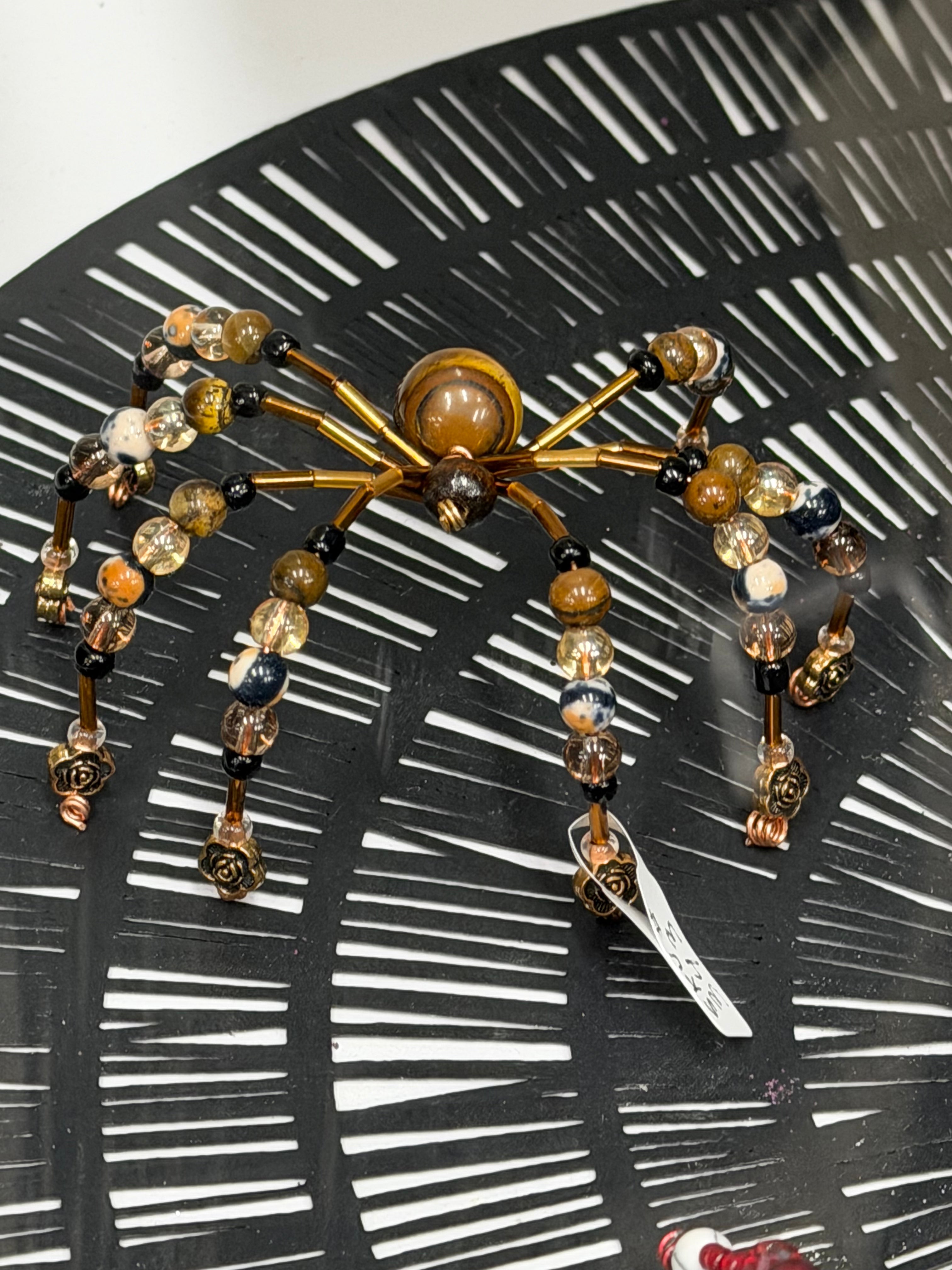 Beaded Spider md brown wood