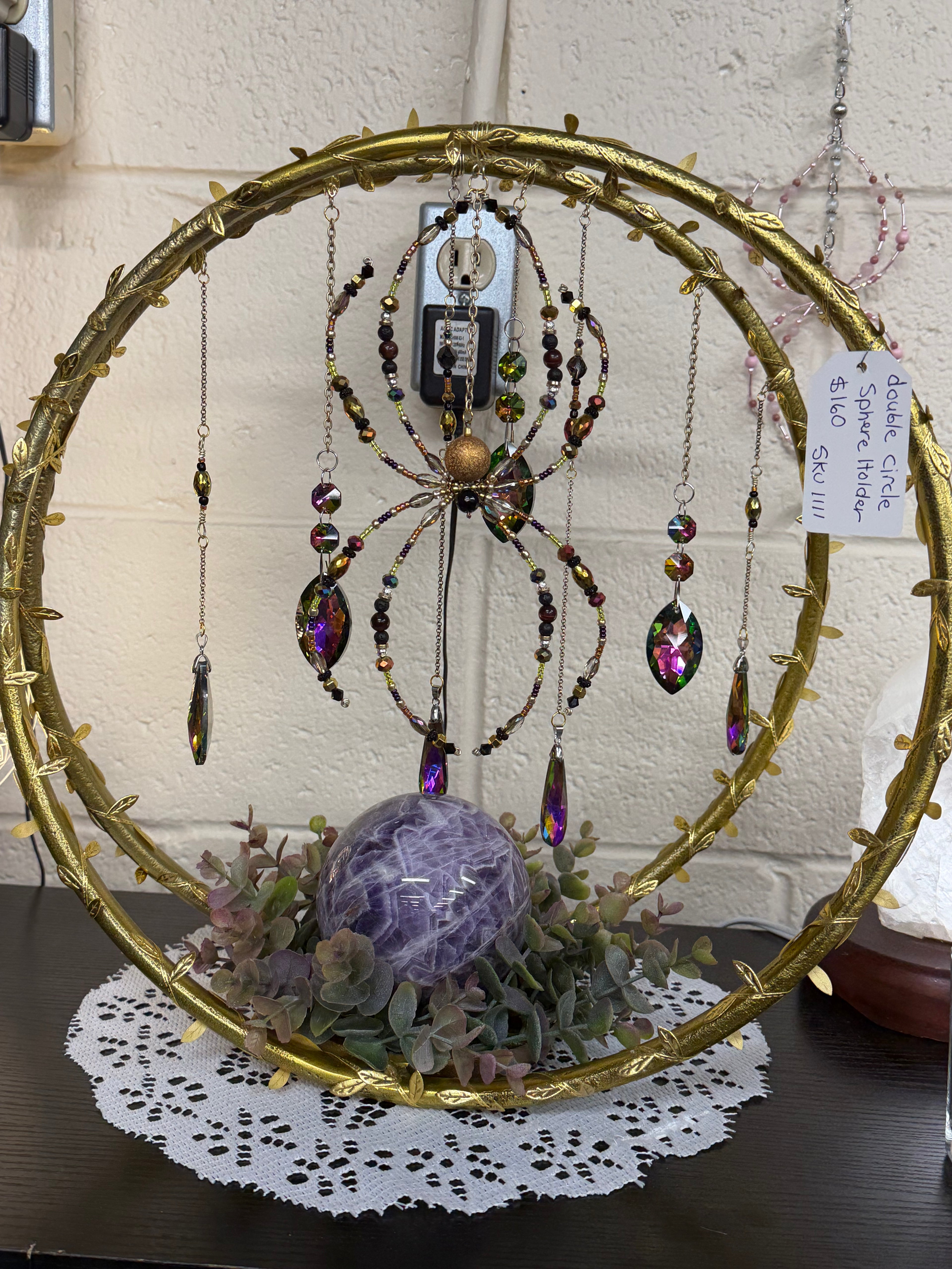 Beaded Spider Double Circle Statement Piece