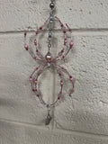Hanging Beaded Spider lg pink/evil eye