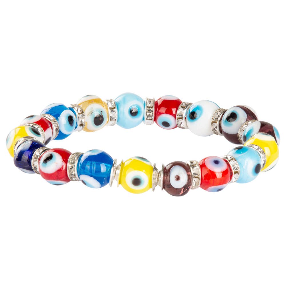 Evil Eye Beaded Bracelets: Light Blue