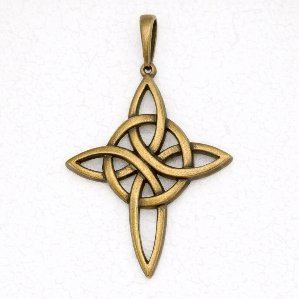 Wicca Bronze Pendant Necklace - The Witch's Knot: Bronze