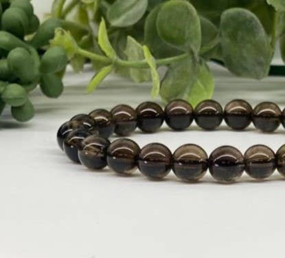 Smoky Quartz Stretchable Bracelet 8mm Beads-7.5" Long