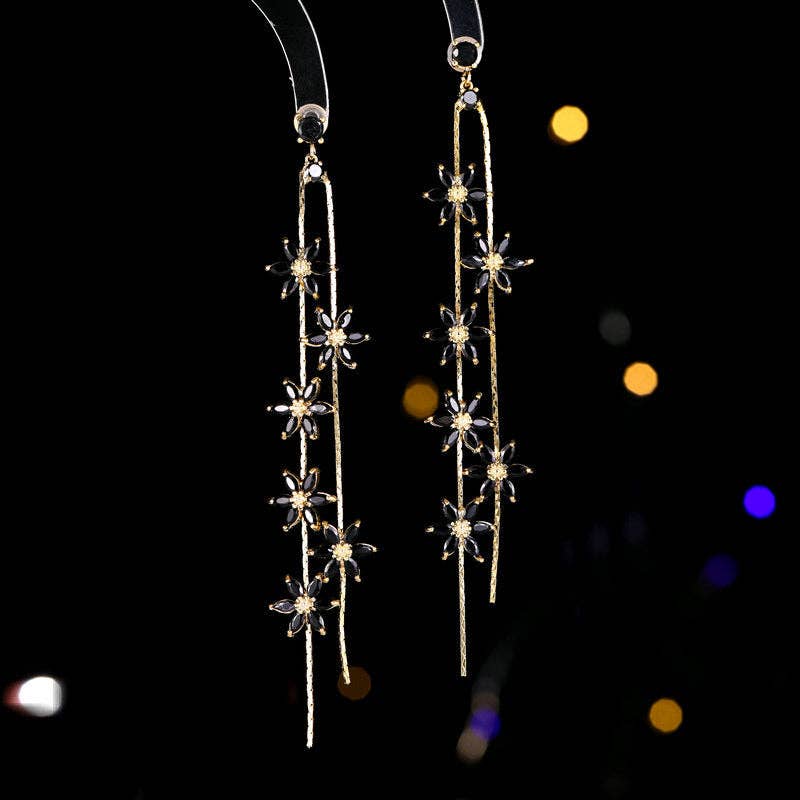 Daisy Flower Dangle Drop Statement Earrings in Solid Copper: Silver/White