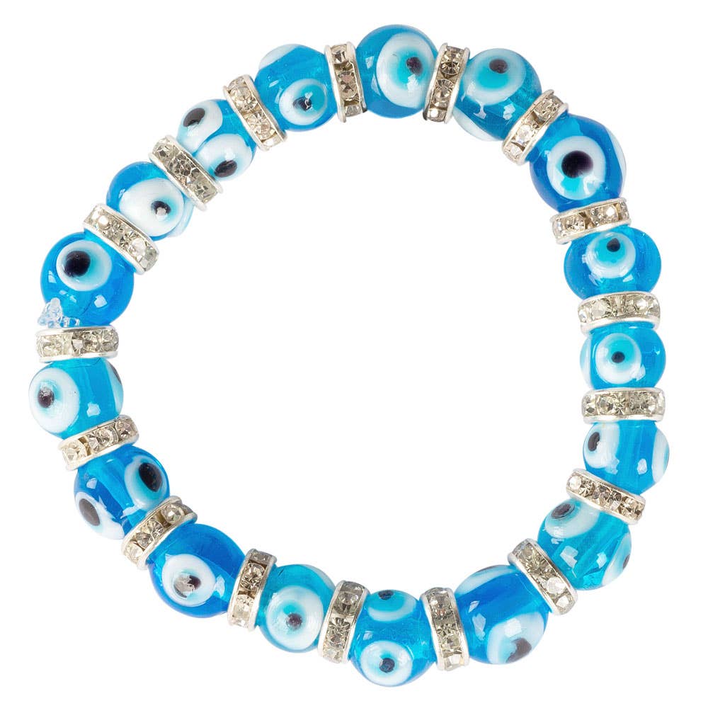 Evil Eye Beaded Bracelets: Light Blue