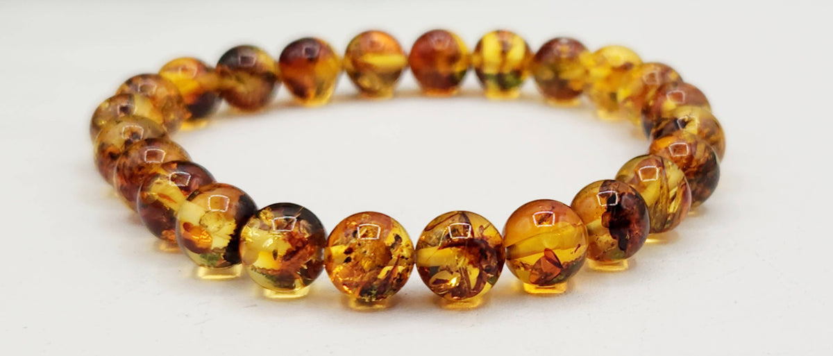 Amber Stretchable Bracelet 6mm Beads-7.5" Long -100% Natural