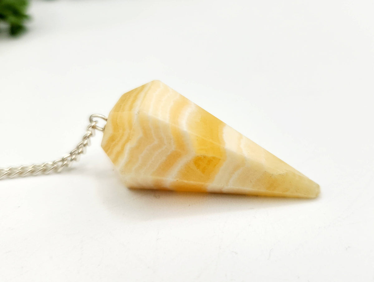 Orange Calcite Pendulum w/Silver Plate Chain
