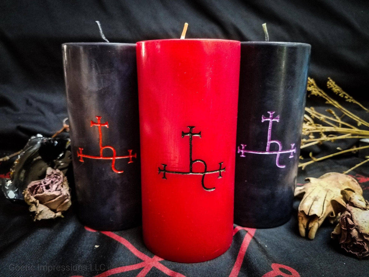 Lilith Sigil Pillar Candle: Red Candle, Black Sigil