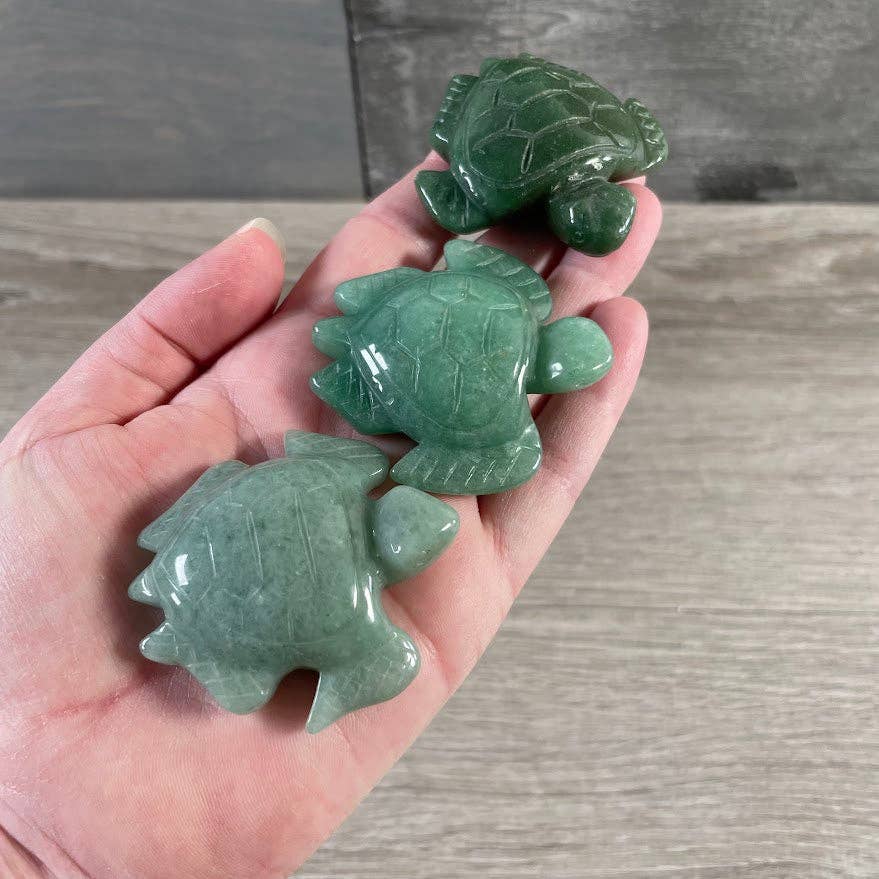 Green Aventurine Sea Turtle Stone Carving –