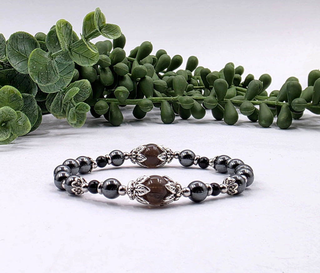 STAY GROUNDED - Smoky Quartz, Hematite, Black Onyx Bracelet