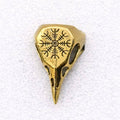 Bronze Ladies' Ring – Raven Skull with Helm of Awe & Valknut: Bronze / 6