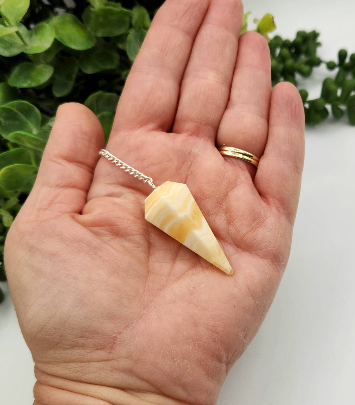 Orange Calcite Pendulum w/Silver Plate Chain