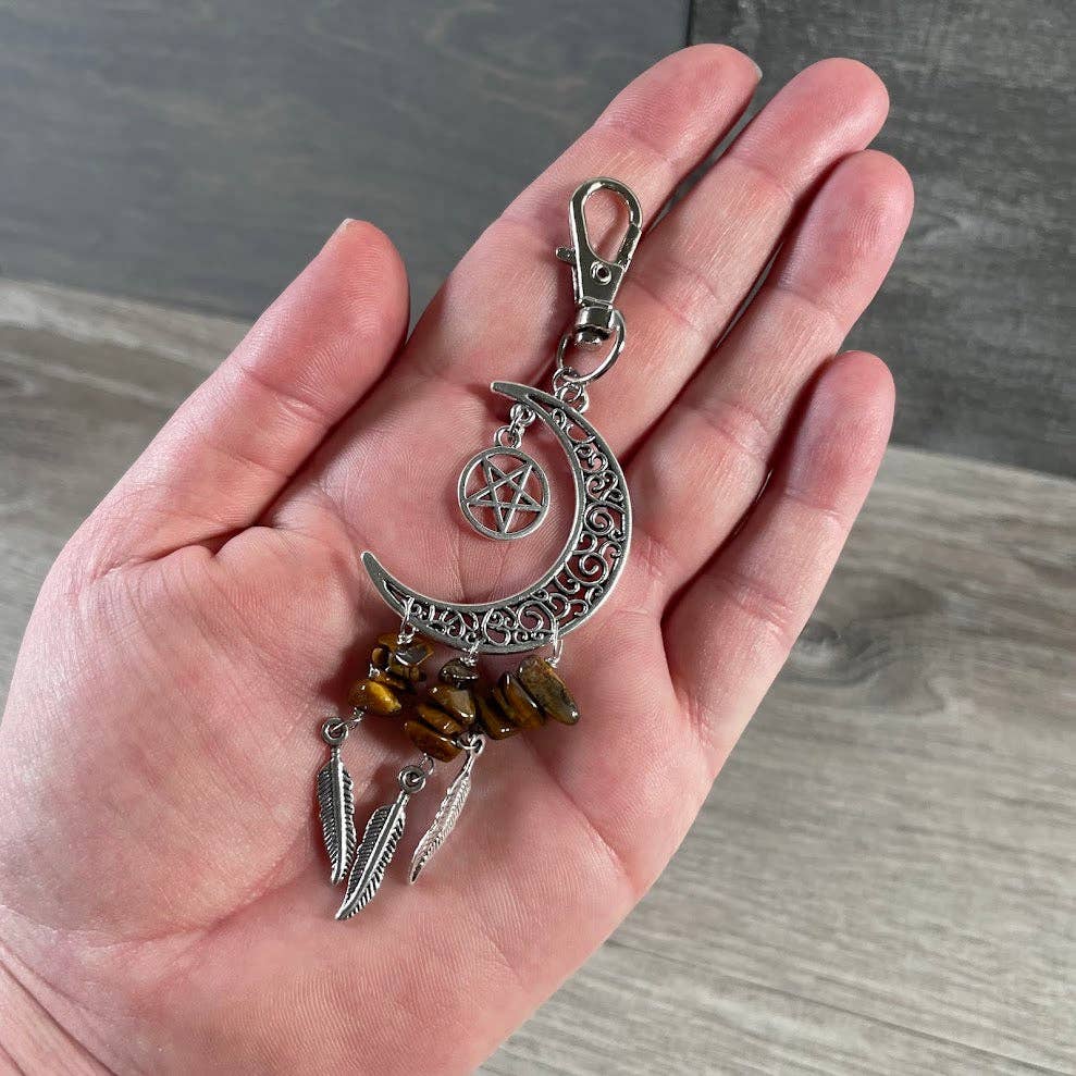 Crescent Moon Dream Catcher Bag Charm