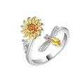 Sunflower Anxiety Fidget Spinner Ring in 925 Sterling Silver: Sterling Silver