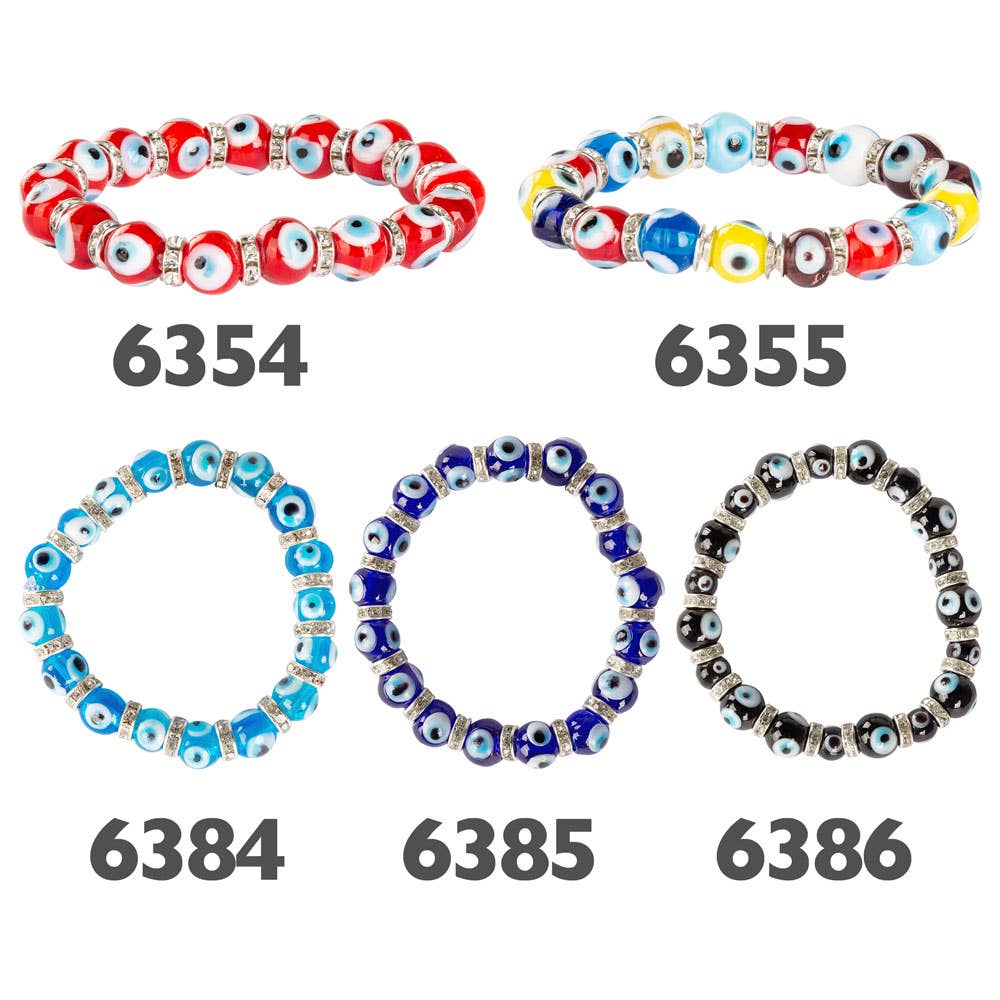 Evil Eye Beaded Bracelets: Light Blue