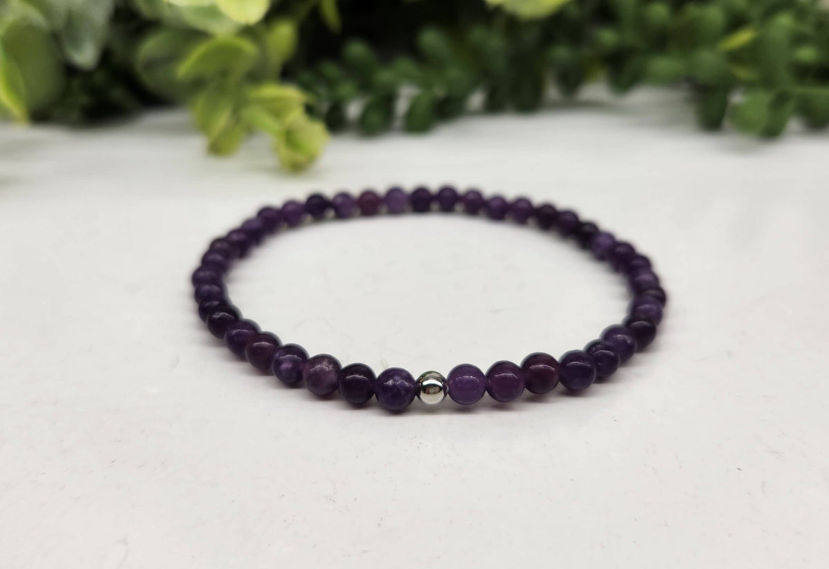 Lepidolite Stretchable Bracelet 4MM Beads - 7.5 Inches Long